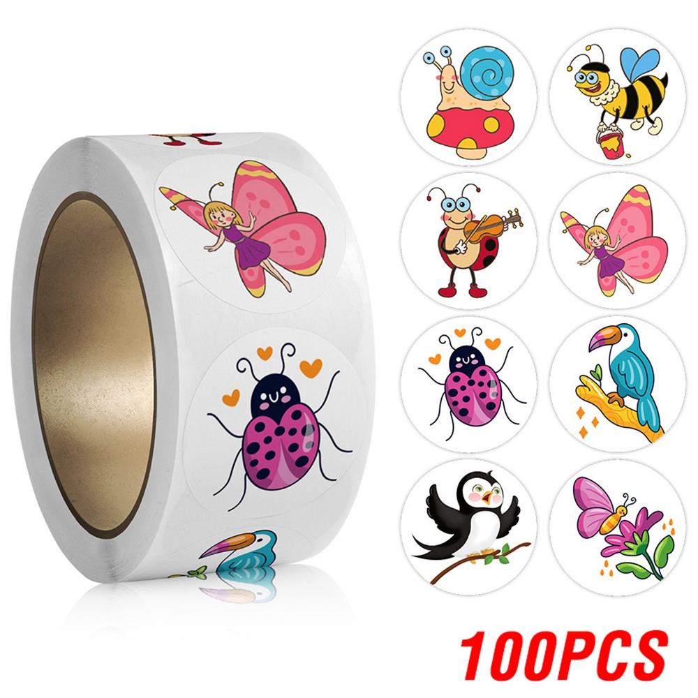 100-500pcs Cartoon Cute Sticker Children Reward Encouragement Sticker Birthday/holiday Party Gift Packaging Sealing Decor Lables