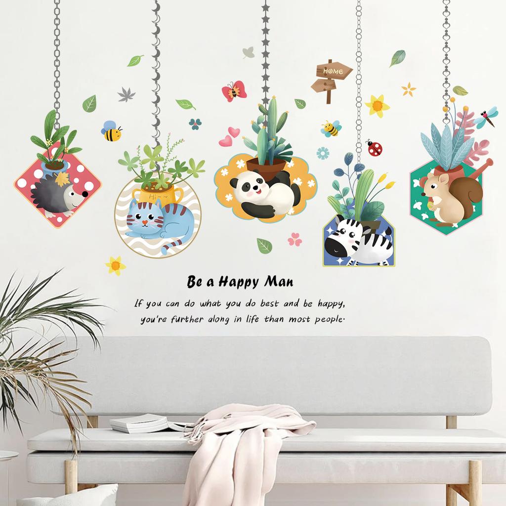 Kids Room Wall Stickers Cartoon Nursery Decoration Self Adhesive Removable Decor for Kindergarten Baby Bedroom Classroom