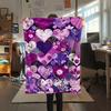 purple heart Print Flannel Blanket,High quality Comfortable for All Seasons,Home Decor,Warmth and Comfort,Perfect for Christmas Gifts