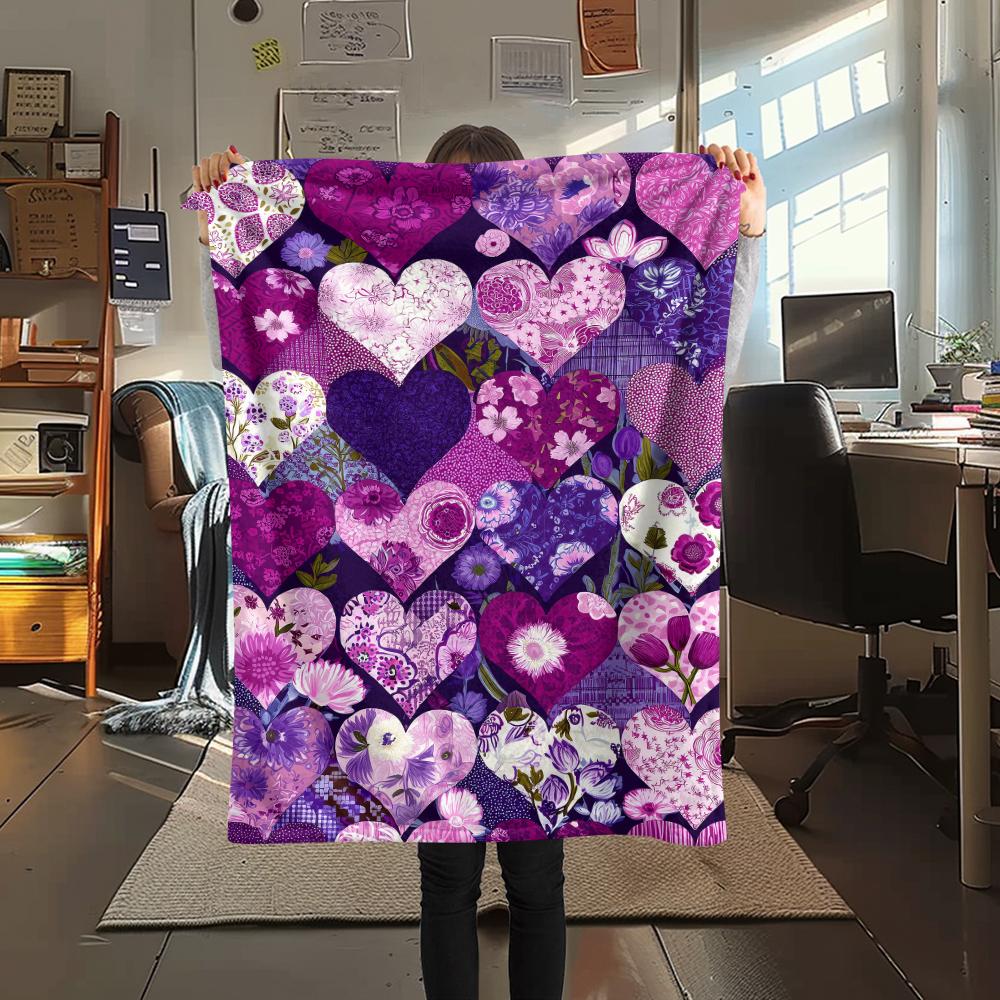

purple heart Print Flannel Blanket,High quality Comfortable for All Seasons,Home Decor,Warmth and Comfort,Perfect for Christmas Gifts 80cm x 120cm