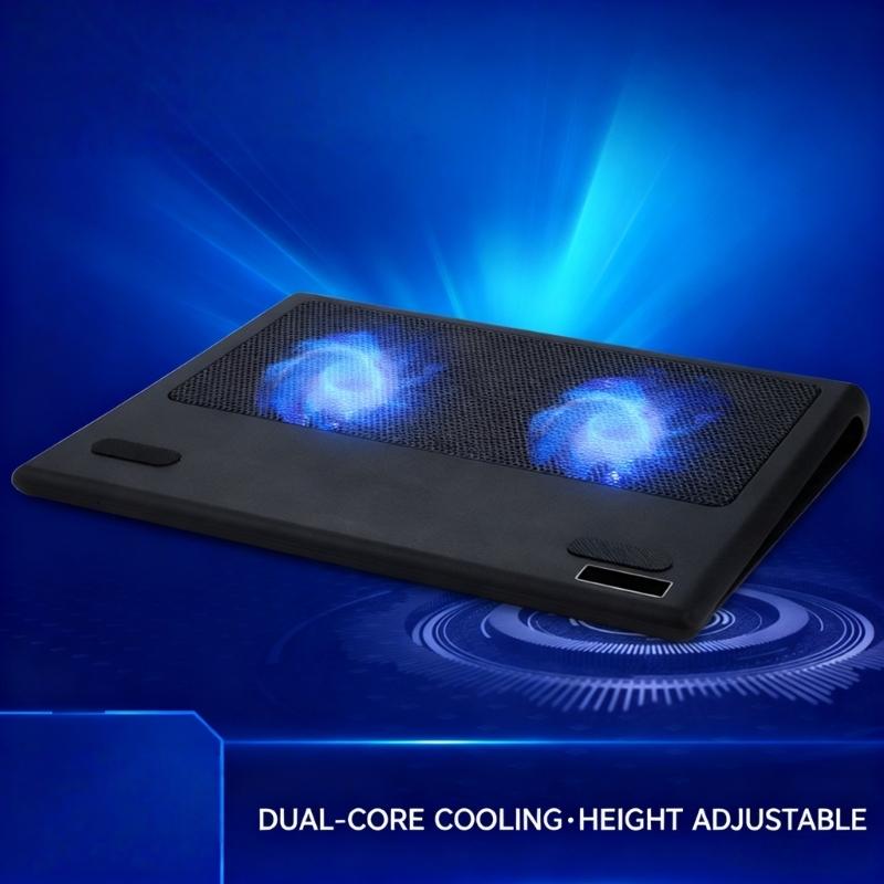 Universal Laptop Cooling Pad for 12-16inch Notebook With Silents Fan AntiSlip Design Adjustable Height and Double USB Port for Efficient Heat