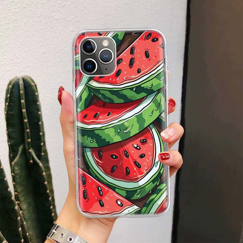 Watermelon Summer Fruit For iPhone 17 Air 16 15 14 Plus 13 Mini 12 11 Pro Max Phone Case 16E 7 Print 8 SE Fundas Cover Soft Coqu