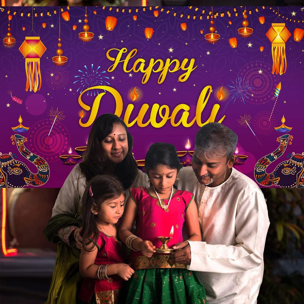 Striscione Diwali Decorazioni per Feste Forniture Striscione Sfondo Felice Diwali