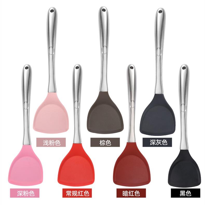 Utensilios de cocina de silicona con mango de acero, juego de espátulas de silicona para sartenes antiadherentes, espátula de silicona de alta temperatura