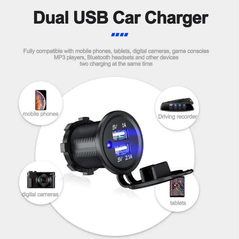 Car USB Charger Socket Motorbike Cigarette Lighter 5V 3.1A Outlet Waterproof Power Adapter for 12-24V Car RV Boat Truck