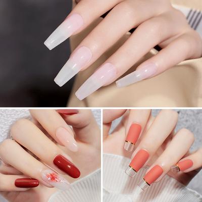 Yousheng 120Pcs/Set Nail Tip Full Half Cover Nail Extending Moderate Length Water Drop Fold Transparent Frosted Tip for Manicure