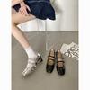 Small Man Shows Height, Double Belt Square Head Retro Design Sense Mary Jane Shoes Spring and Summer New Gentle Ballet Shoes