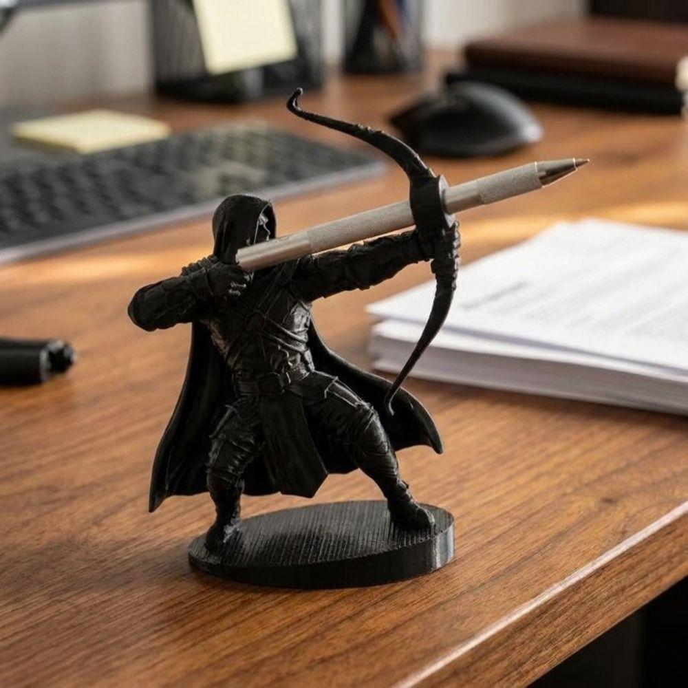 Retro Archer Pen Stand Plastic Samurai Sculpture Desk Pen Holder Knight Pen Holder Desktop Decor