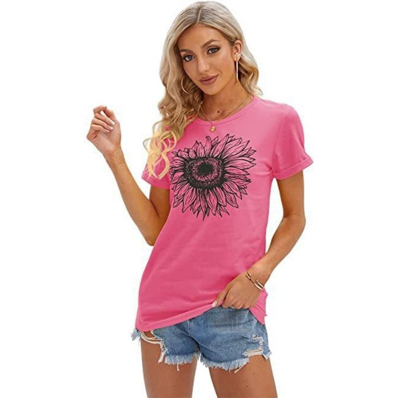 Women's Summer 3D T-shirt New Summer Simple Pattern Printed Short Sleeve Round Neck T-shirt