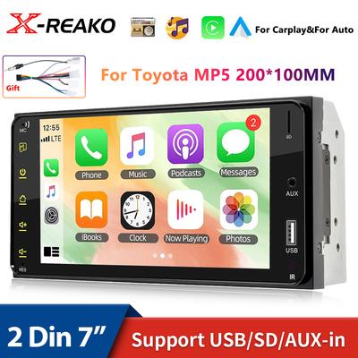 7" For Toyota MP5 2din USB Carplay Auto Car Radio Multimedia Player MirrorLink HD Car Audio FM Stereo BT Size 200*100mm