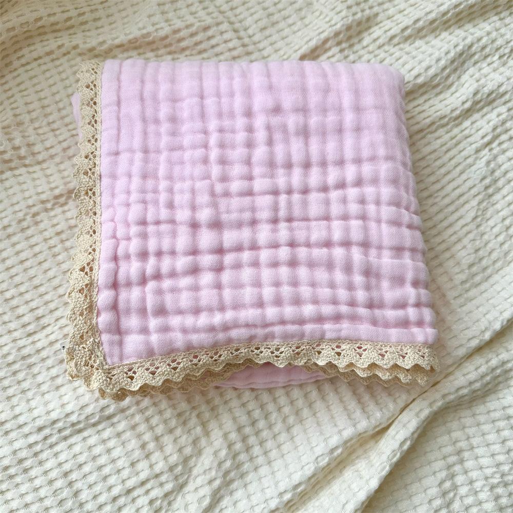 Ins Baby Six-layer Gauze Muslin Cotton Lace Fringe Blanket Swaddle Wrap Stroller Cover Bath Towel Newborn Accessories