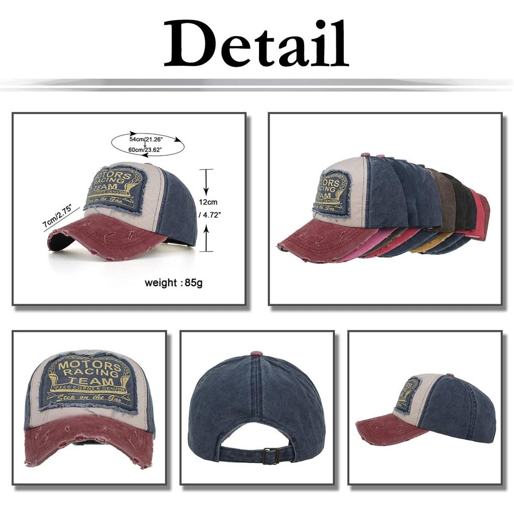 Cap with Distressed English CA679 [White Fang] Finish, Letters, Hat, Sports, Running, Outdoor, Women, Men, (red Navy)