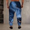 Men S Plus Size Blue Gold Marble Printed Drawstring Jogger Pants Side Pockets Cuffed Ankle
