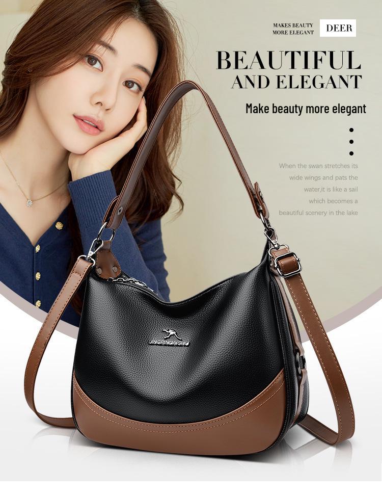 Autumn/Winter 2025 Women's Crossbody Bag: Fashionable, Versatile, Large Capacity, Color Block Style