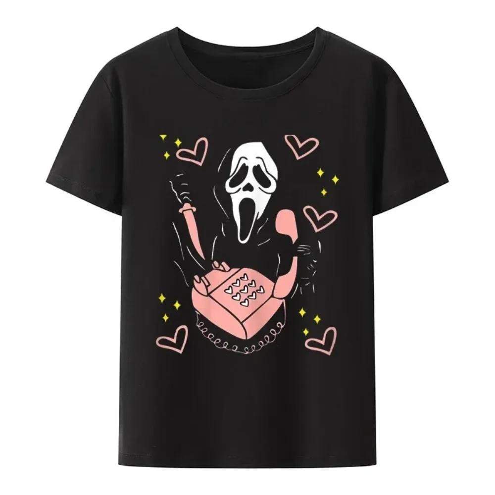 2025 Summer Halloween 100% Pure Cotton T-shirt, Horror Movie Harajuku Graphic Popular Gothic Men's T-shirt