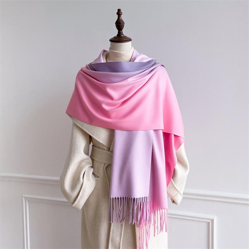Luxury Winter Cashmere Scarf Women Gradient Handkerchief Warm Pashmina Female Shawl Wrap Soft Pareo Bufanda Winter Hijabs Stole