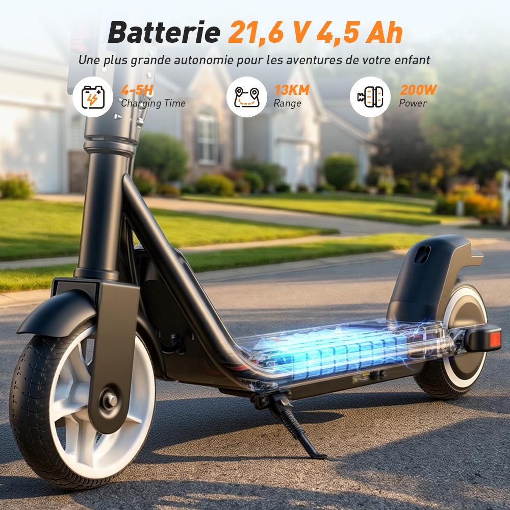 iScooter IK3MAX Kids Electric Scooter 200W Motor 4.5Ah Solid Tires Foldable & Height Adjustable 3-Speed  Electric Scooter for Kids