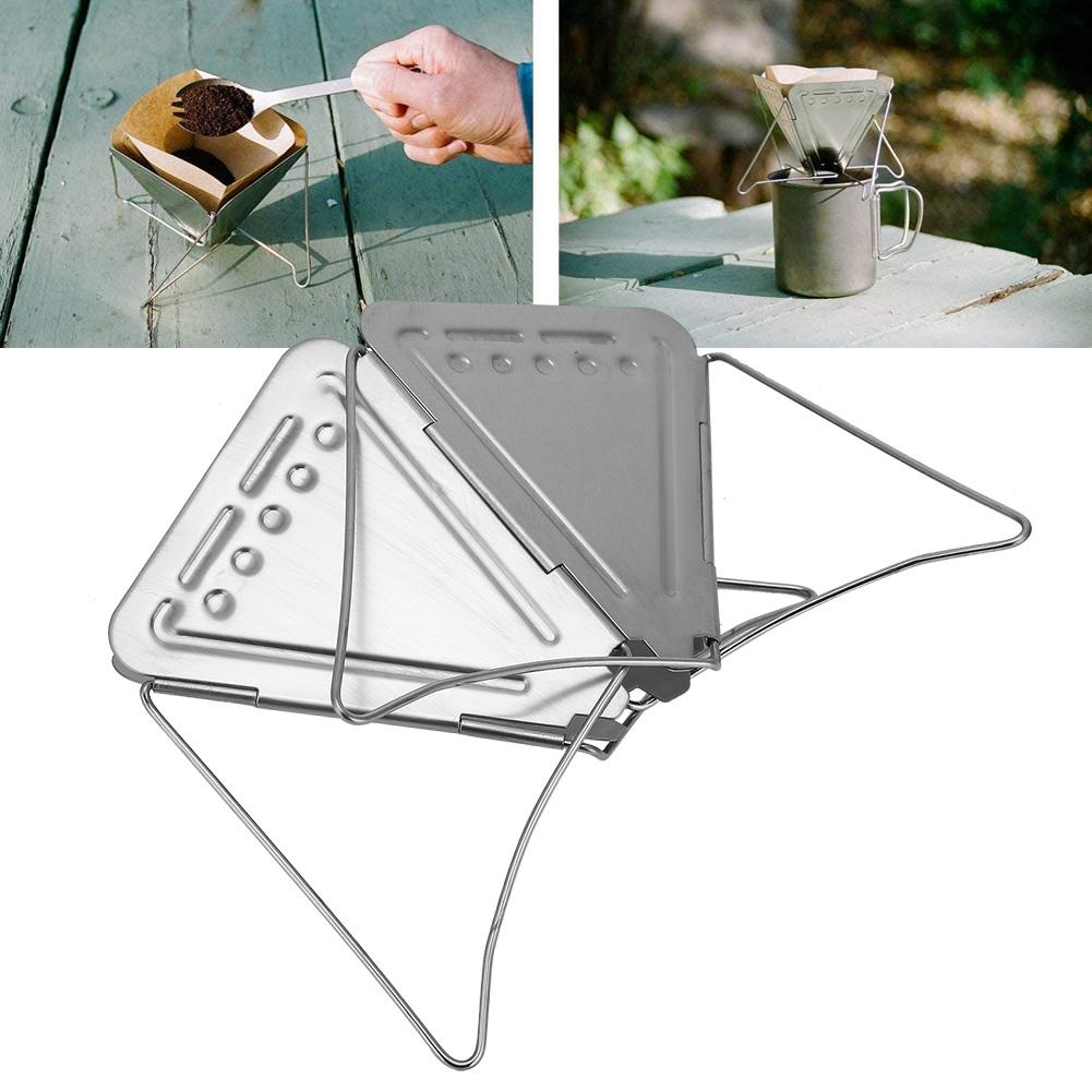 Stainless Steel Outdoor Camping Coffee Drip Rack Folding Portable Coffee Dripper Stove