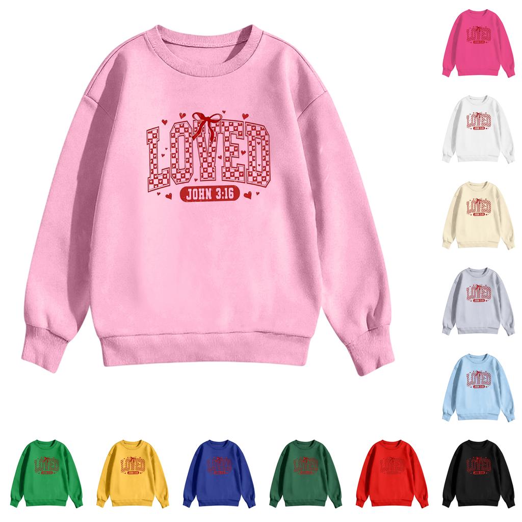 Children's Casual Round Neck Printed Pullover Long,sleeved Hooded Sweatshirt Top