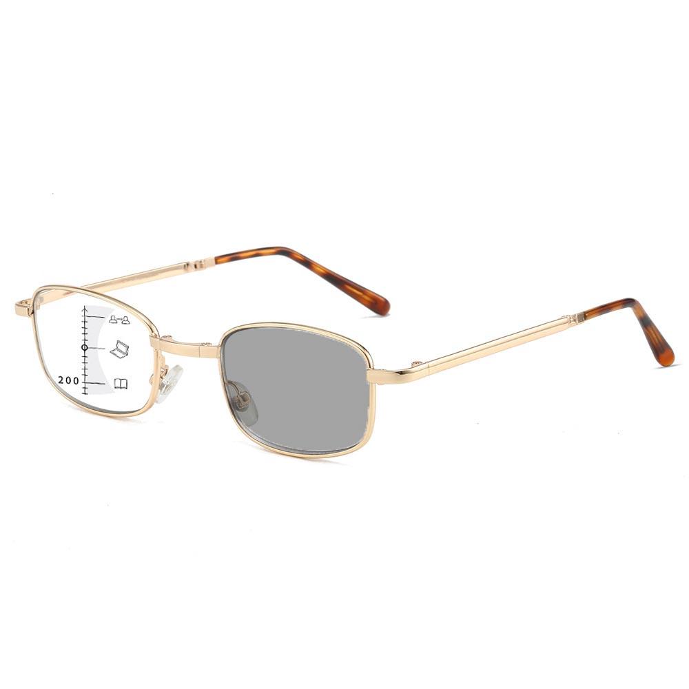 Lunettes de lecture multifocales photochromiques pliables pour femmes et hommes Anti lumière bleue Degré multifocal Verres pour voir de près et de loin