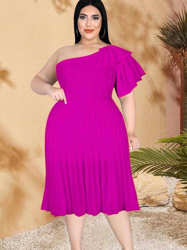 

ONTINVA Плиссированные желтые вечерние платья на одно плечо с оборками и высокой талией для женщин