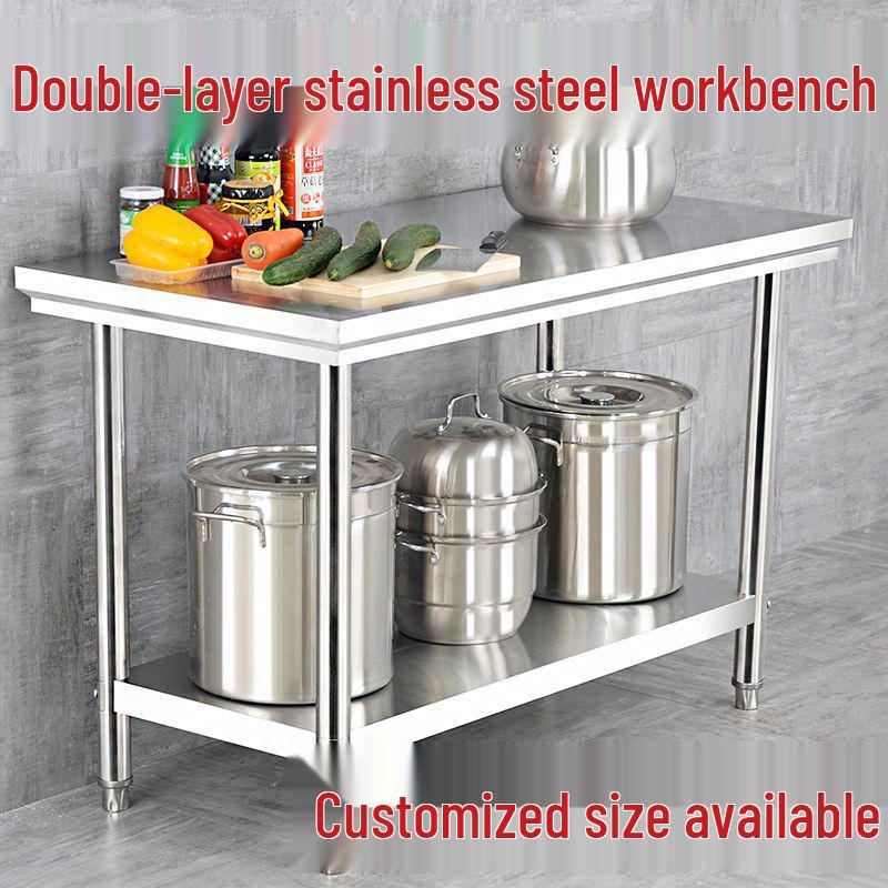 Double-Layer Stainless Steel Kitchen Workbench and Prep Table