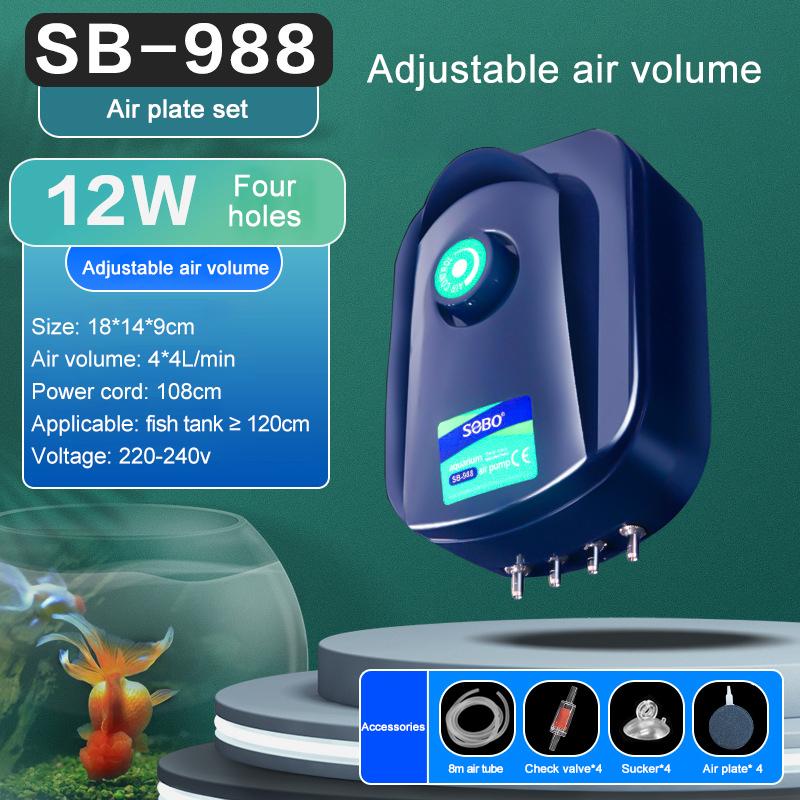 SOBO Silent Aquarium Oxygen Air Pump Fish Tank Adjustable Air Volume High Power Oxygenator Air Compressor Aerator 220v