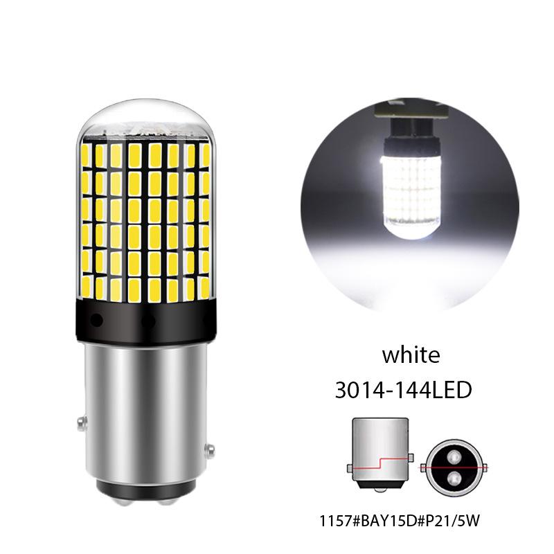 High Power LED Signal Bulb 1156 1157 7440 7443 Auto Brake Light 144SMD 3014 Decoder No Flash Error Car Tail Lamp Universal White