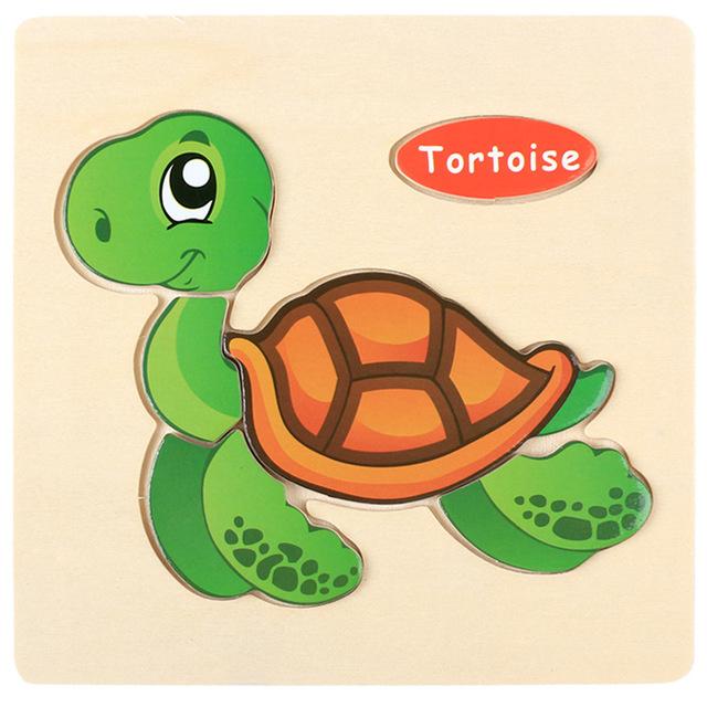 Baby Toys Wooden 3D Puzzle Cartoon Animal Vehicle Wood Jigsaw Puzzles Intelligence Montessori Educational Toys for Children