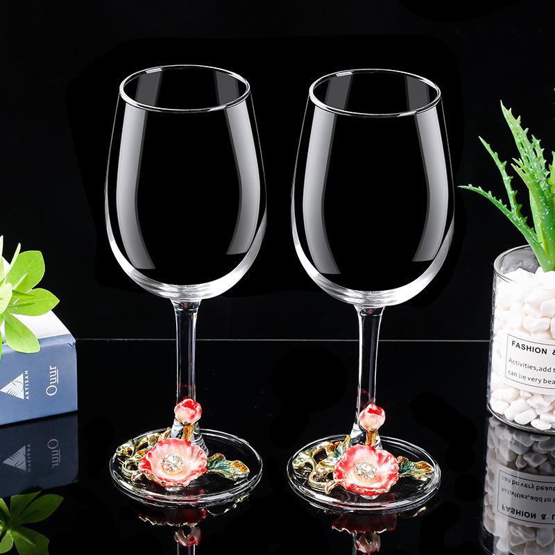 

Эмалевый Цвет Пион Бокал Креативный Декантер Бокал для Красного Вина Бытовой Хрустальный Бокал Бокал для Вина Подарочная Коробка Высокого Класса New Peony Flower 2 red wine glasses