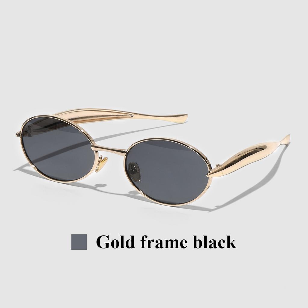 Ruiao Fashion Oval Sunglasses for Women Luxury Designer Metal Frame UV400 Sun Protection Shades Brand New Arrival Eyewear
