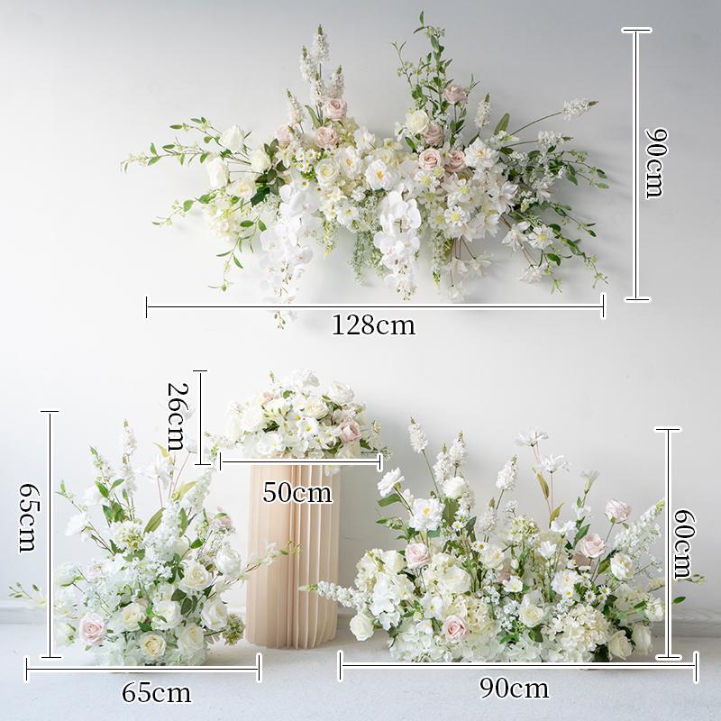 White Wedding Floral Art Wall Hanging Decoration - Artificial Flowers for Outdoor Event and Ceremony Background Arrangement