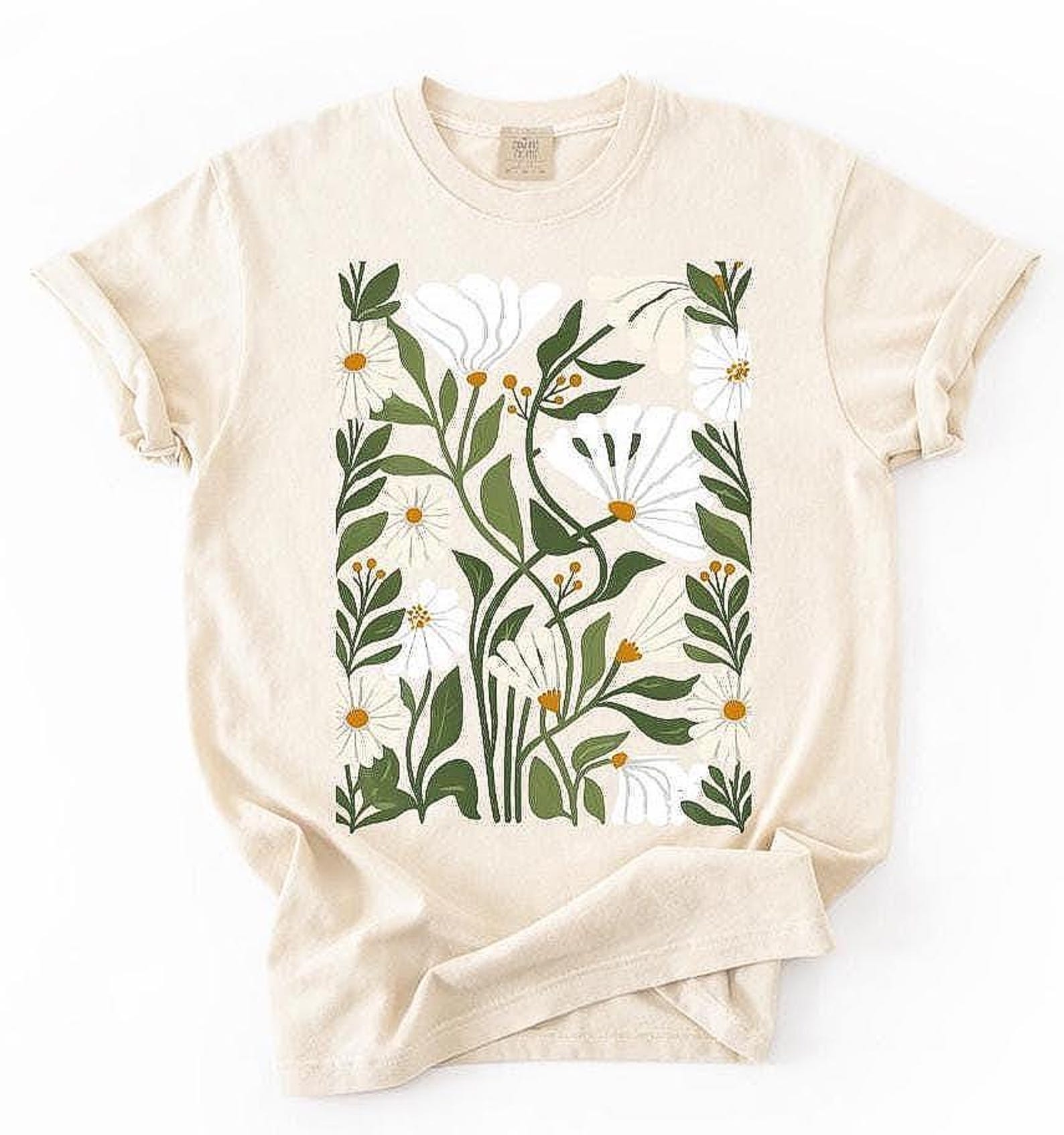 Boho Daisy Flower Tee, Comfort Colors Botanical Tee, Wildflower Shirt, Daisy Shirt Women, Boho Cottagecore Shirt, Women Floral Shirt XL