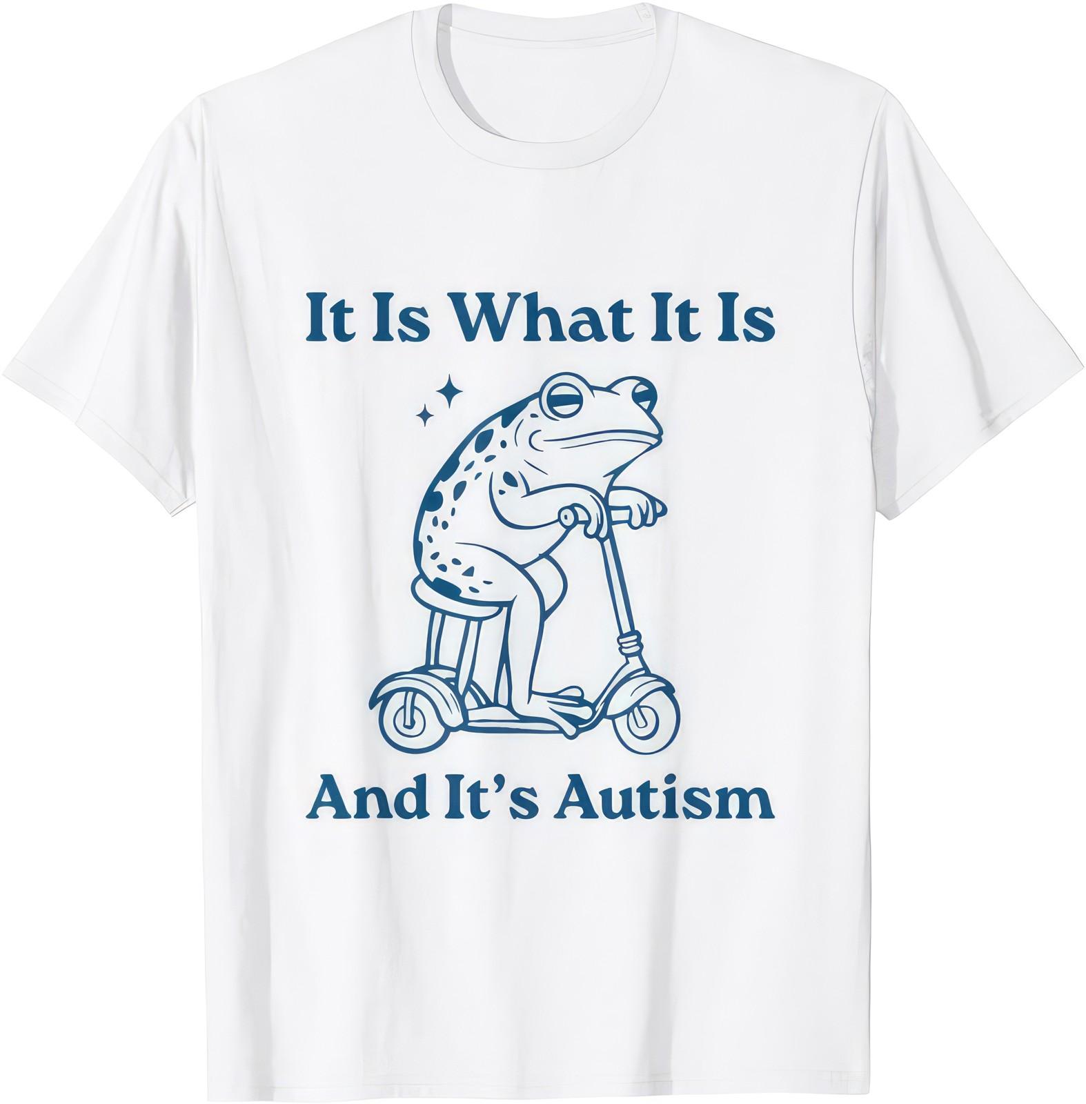 It Is What It Is Autism Awareness Frog Retro Funny Graphic T Shirt XXXXL