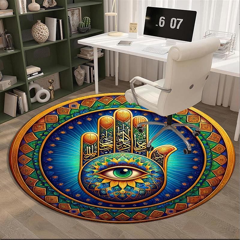Sacred Mandala Design round carpet Chair cushion Round Entryway Rug, Soft Round Rugs for Living Room, Bedroom, Circle Carpet decor gifts