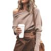 Sexy Women Solid Color Off Shoulder Long Sleeve Sweater Loose Knitted Pullover