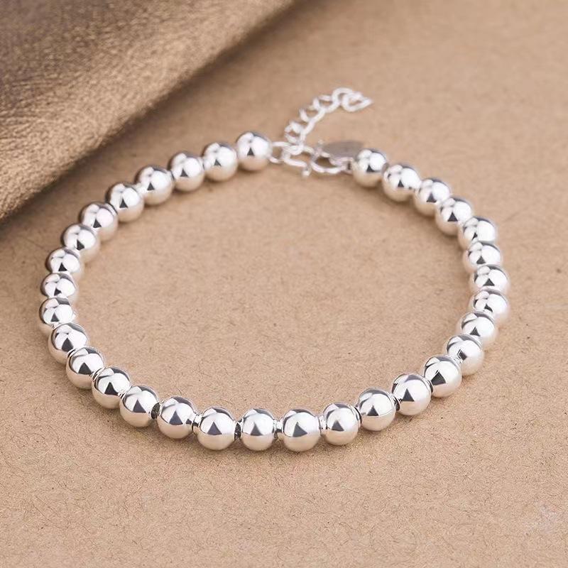 Fashion 925  Silver Bracelets For Women Vintage Designer Round Beads Adjustable Chain Bracelet Party Wedding Jewelry