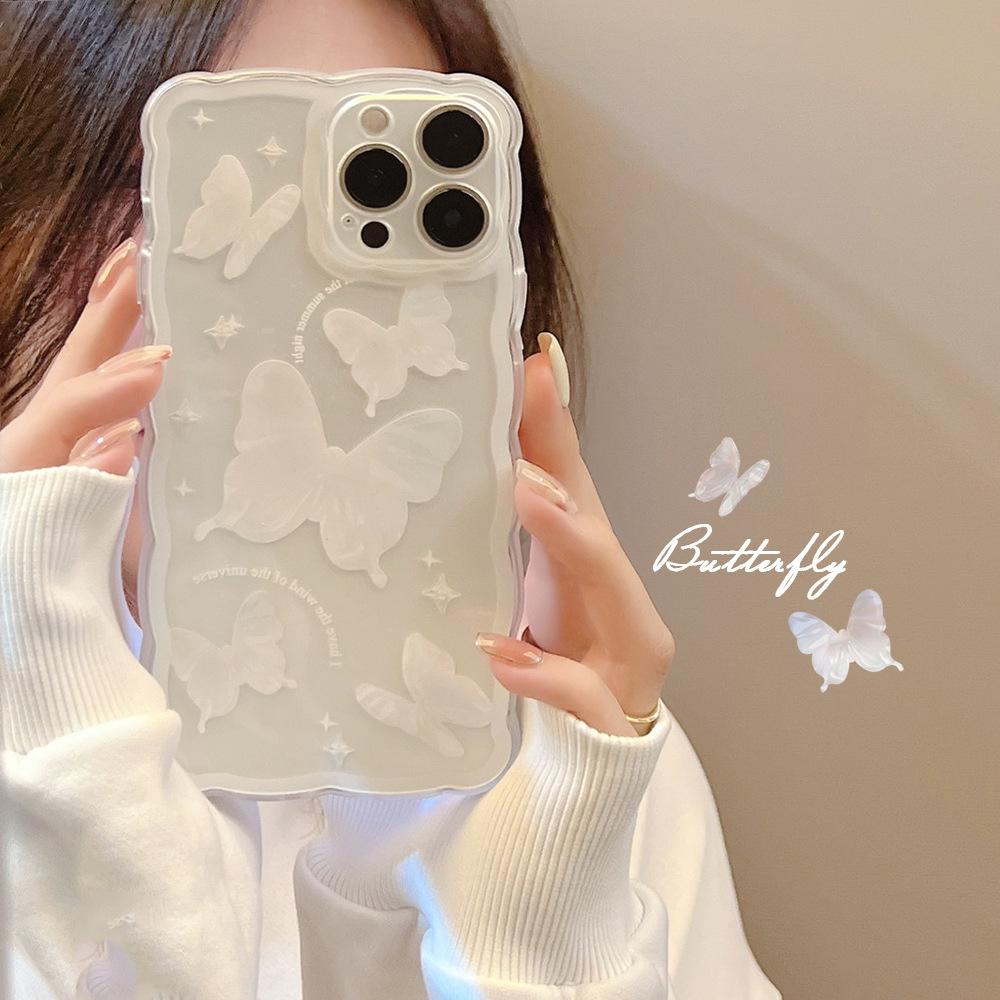Flowers Are Suitable for Iphone14pro Max Apple Mobile Phone Case 16 Wavy Edge Fashion High-quality Mobile Phone Case