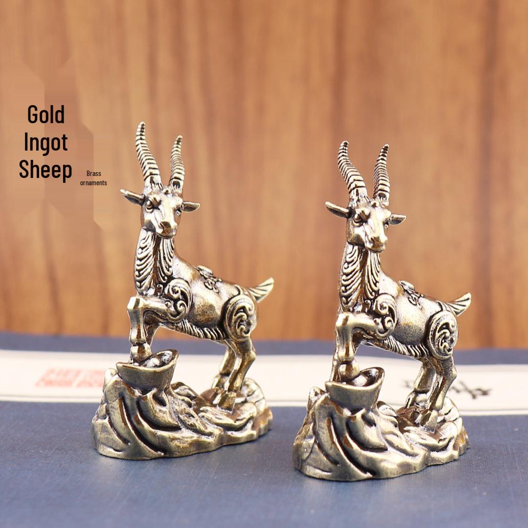 

Antelope Zodiac Brass Figurine Tea Table Desktop Ornament