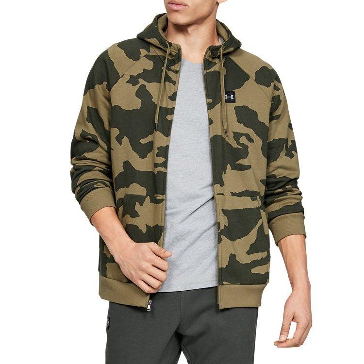 Under Armour Sweatshirts Men's Post Station Green Hooded Moderate Cardigan 1329748-331