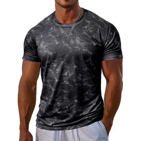 Men's Gym Muscle Tee Short Sleeve Round Neck T-Shirt Casual Printed Tee Shirt for Exercise Vacation Streetwear