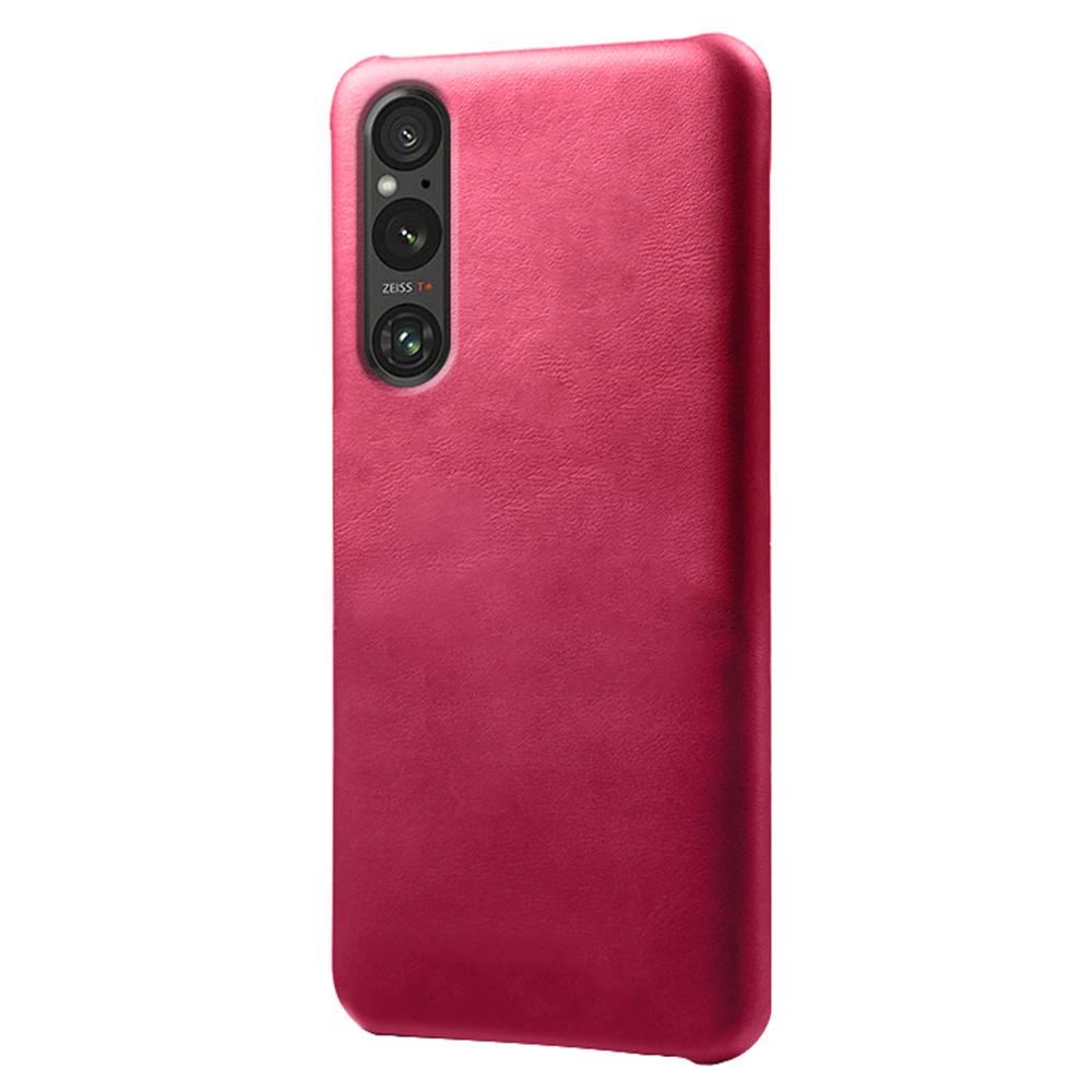 

For Sony Xperia 1 V Calf Texture Shockproof Phone Case PU Leather+PC Smartphone Cover Rose