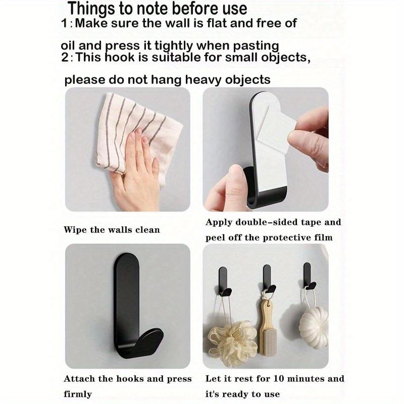 5pcs Adhesive Hooks, Coat Hooks, Adhesive Hangers, Wall Hooks, No Drilling Hooks for Hanging Bags, Towels, Loofahs, Keys, Hats, Kitchen, Bathroom
