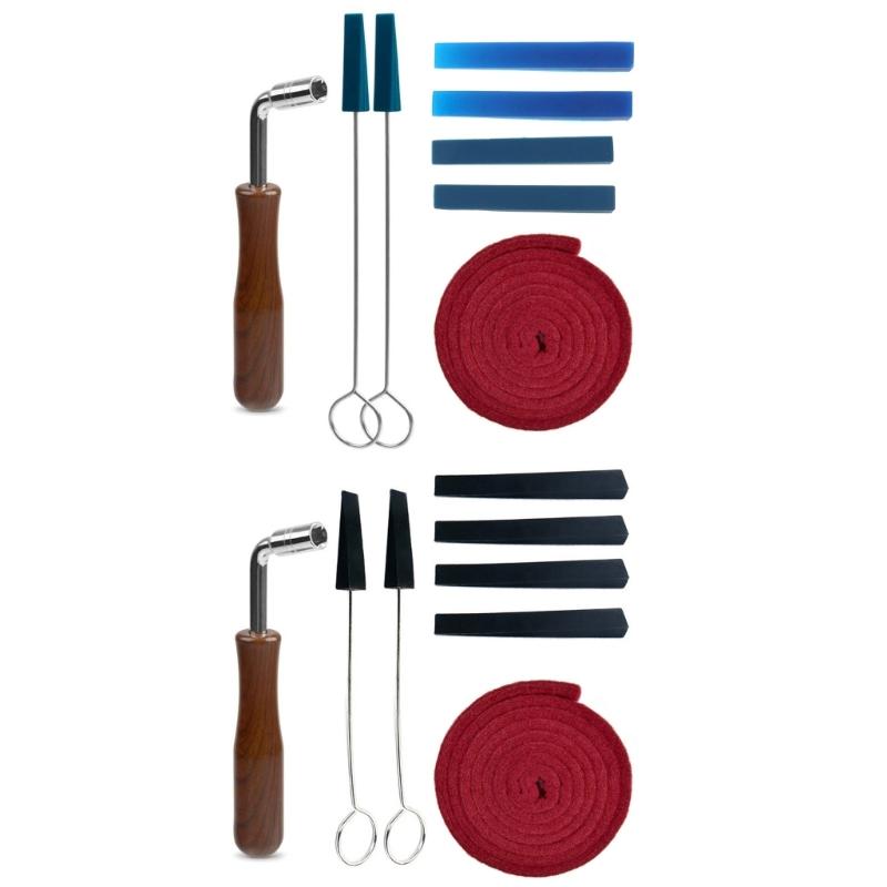 Piano Tuner Tuning Kit for w/ Rubber Mutes Tuning Wrench Set 8PCS for Professional Sparetime Hobbyist DIY Piano Tuning T