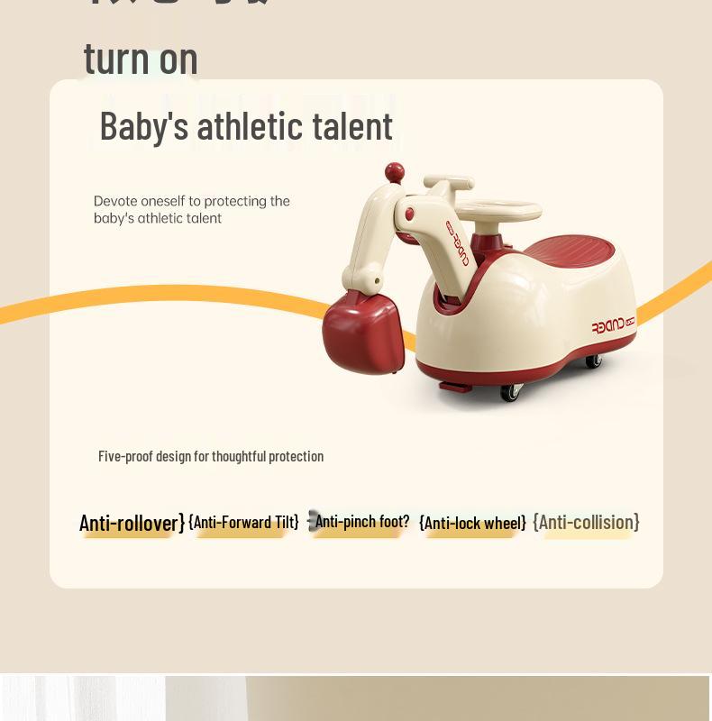 Multifunctional Baby Rocking Horse & Peanut Car with Silent Wheels and Anti-Rollover Design