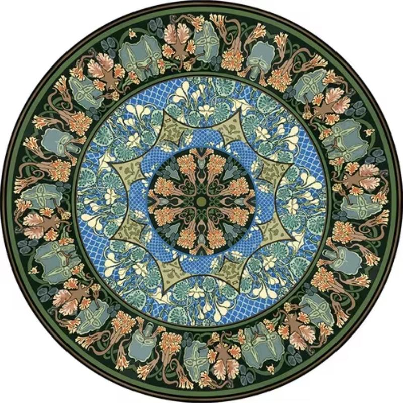 Persian Style Living Room Carpet Bedroom Decoration Dressing Table Cloakroom Non-slip Floor Carpets Circular Area Rugs