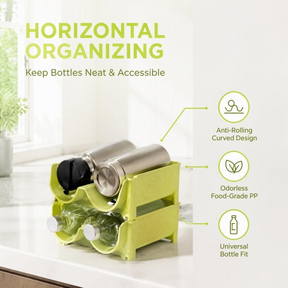 2PCS Green Can Organizer Layered Structure Stackable Can Holder Drink Storage Holder  Refrigerator