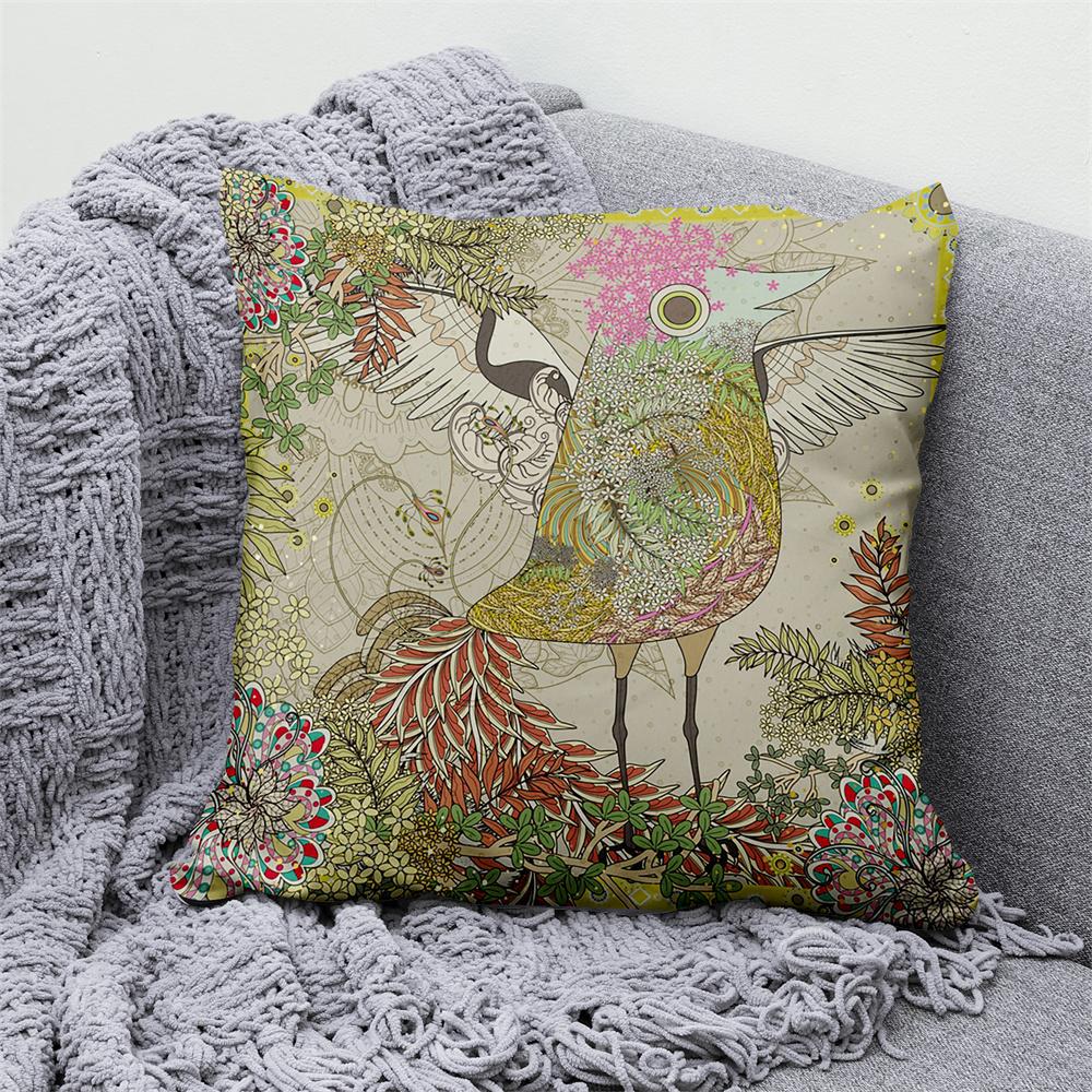 Lucky Cat Japanese Style Sofa Bed Decorative Pillow Cover Home Decor Mount Fuji  Art Cushion