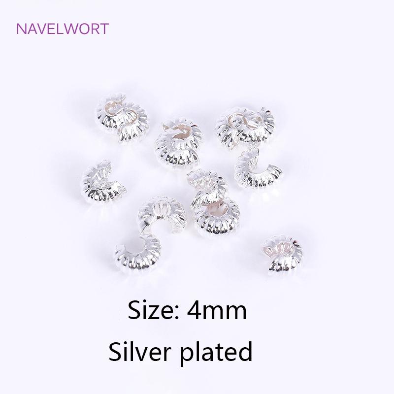18K Gold Plated Offene Quetschperlenkappen Messing Gestreifte Quetsch-Endperlen Stopper DIY Handgemachtes Bastelzubehör Für Schmuck