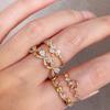 Pink Exquisite Geometric Diamond Heart Pearl Ring For Women Stylish Adjustable Open